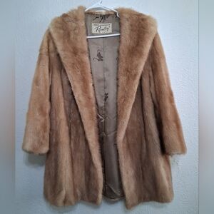 Vtg Mid-Century Fur Coat Stroller Jacket Shawl Womens Small / Medium 3/4 Sleeve